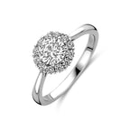 Ring zirkonia halo zilver gerhodineerd