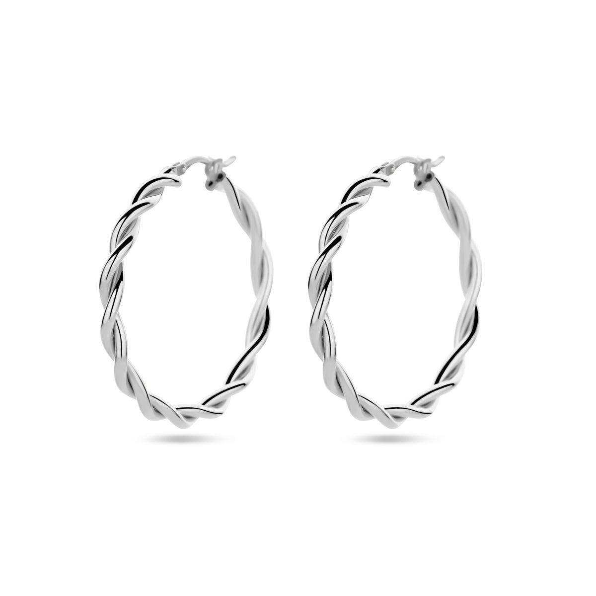 Oorringen 3,5 mm gedraaide buis zilver gerhodineerd