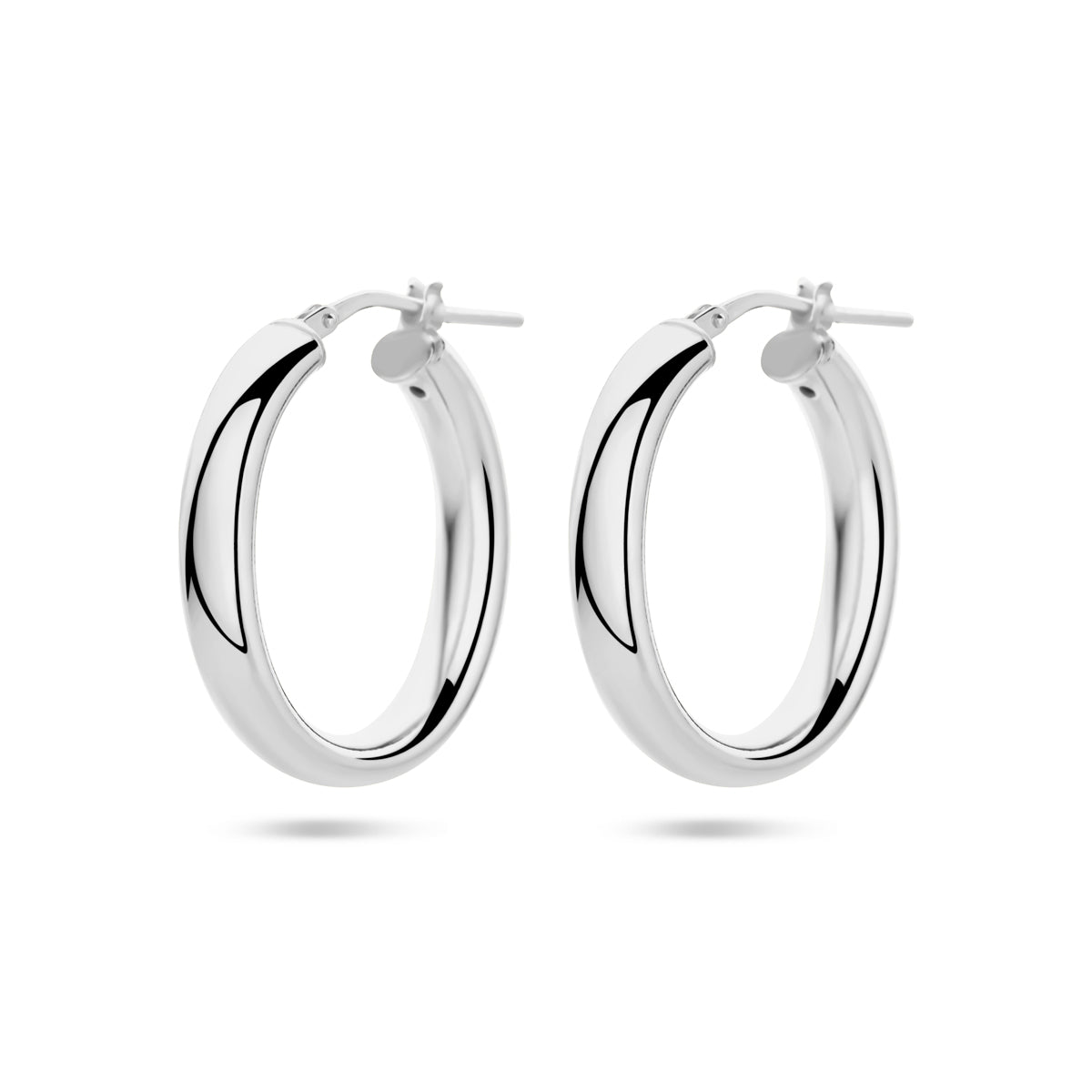 Oorringen half ronde buis zilver gerhodineerd