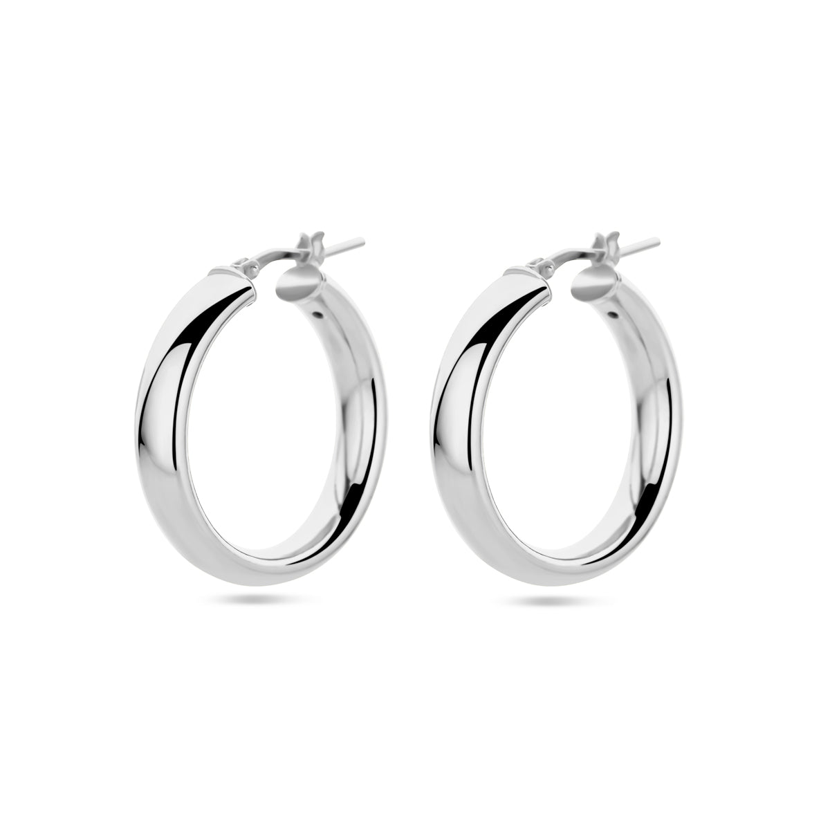 Oorringen half ronde buis zilver gerhodineerd