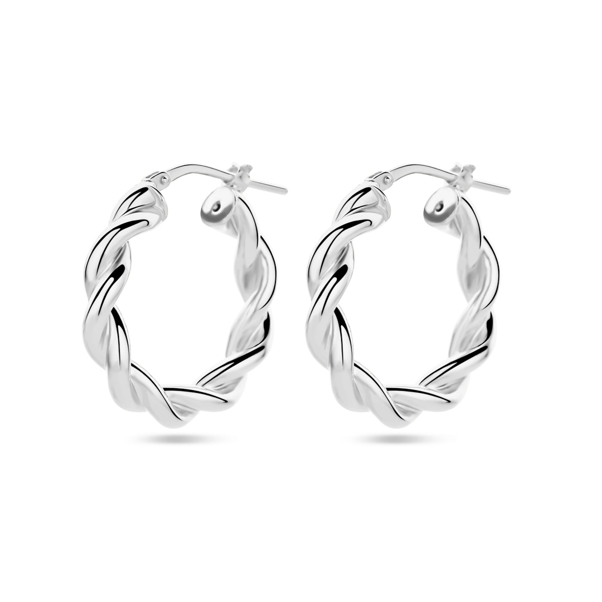 Oorringen gedraaide buis zilver gerhodineerd