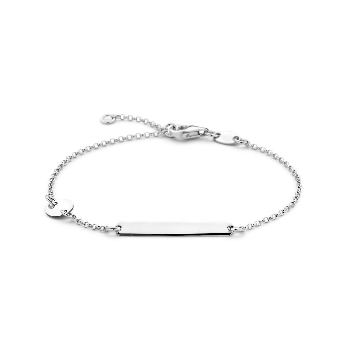 Graveerarmband cirkel en plaat 3,5 mm 16 - 18 cm zilver gerhodineerd