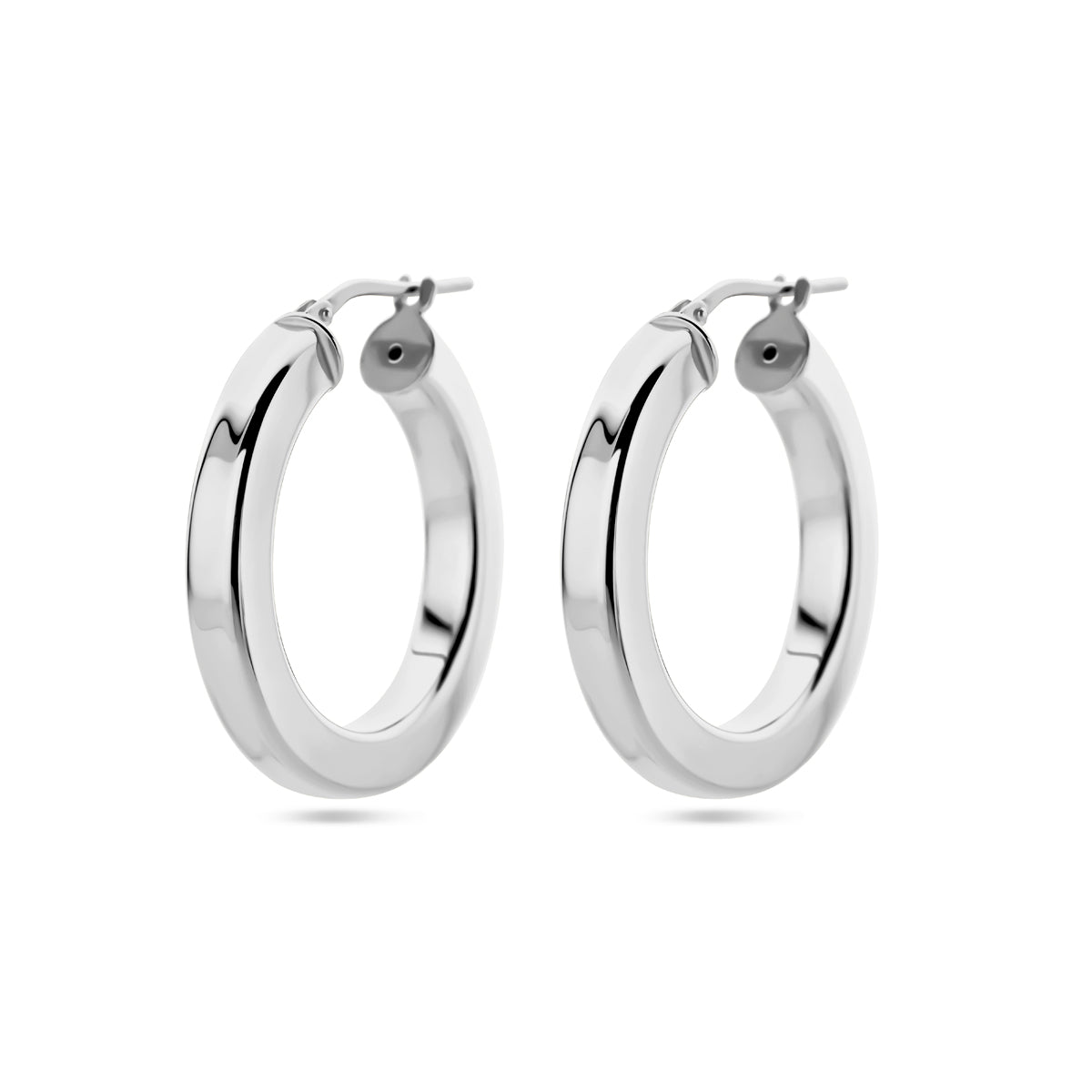 Oorringen vlakke buis zilver gerhodineerd