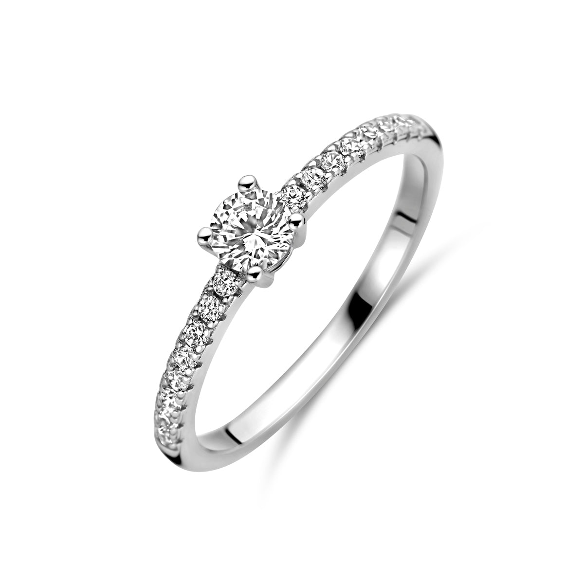 Ring zirkonia zilver gerhodineerd