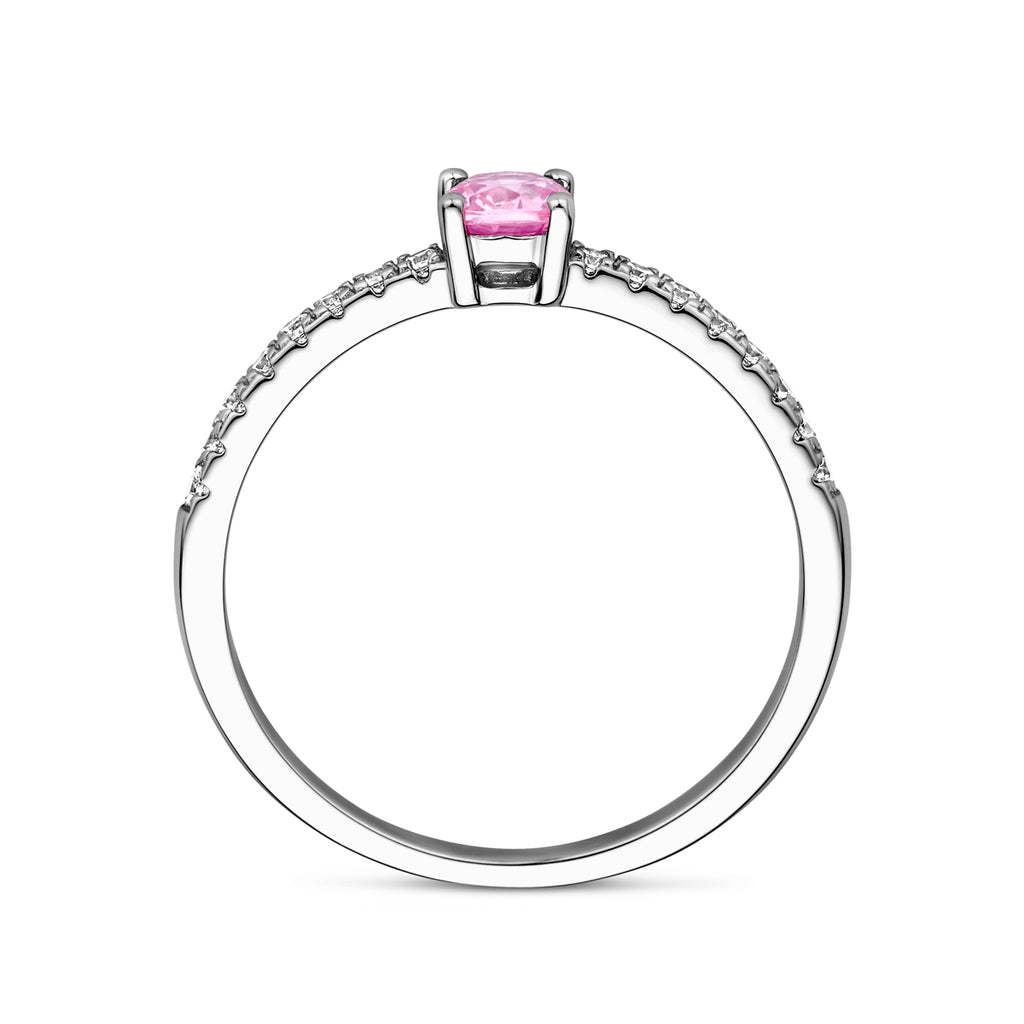 Ring wit en roze zirkonia zilver gerhodineerd