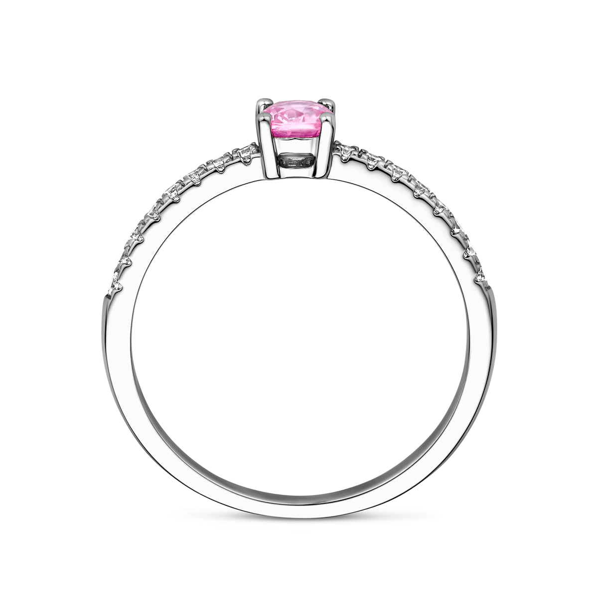 Ring wit en roze zirkonia zilver gerhodineerd