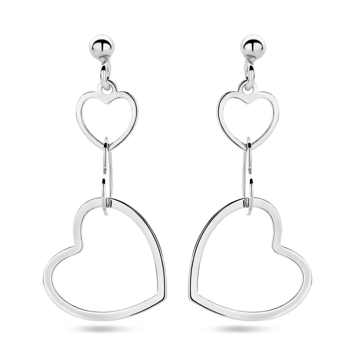 Oorhangers hartjes zilver gerhodineerd