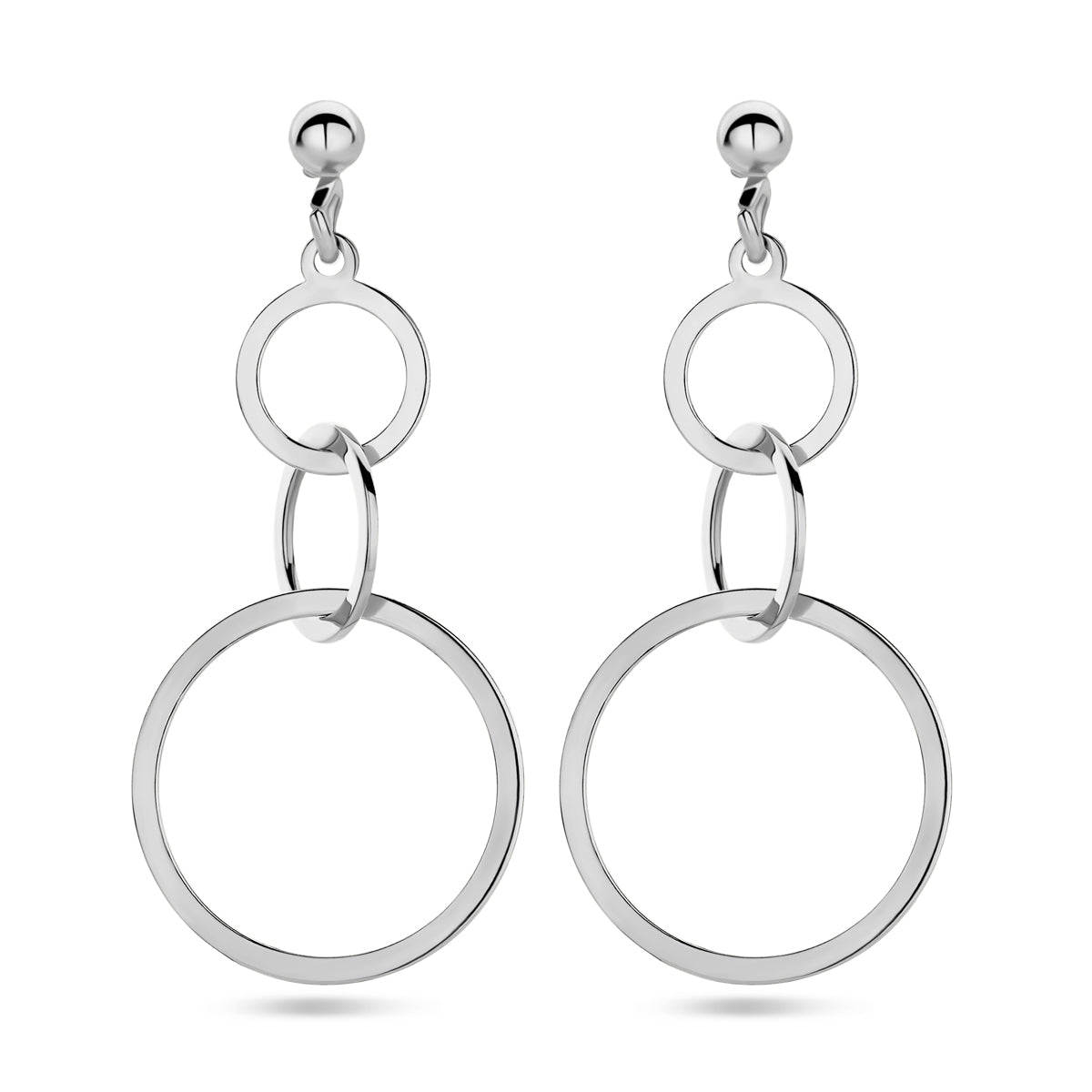 Oorhangers cirkels zilver gerhodineerd