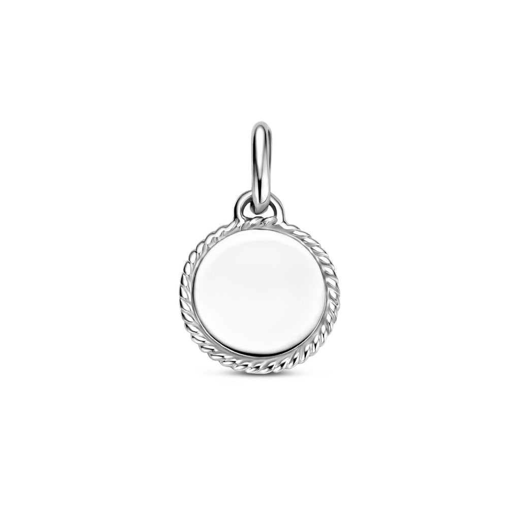 Graveerhanger rondje zilver gerhodineerd