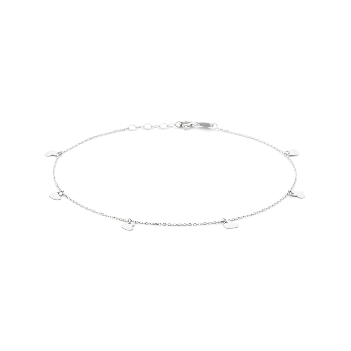 Enkelbandje hartjes 1,0 mm 24 + 2 cm zilver gerhodineerd