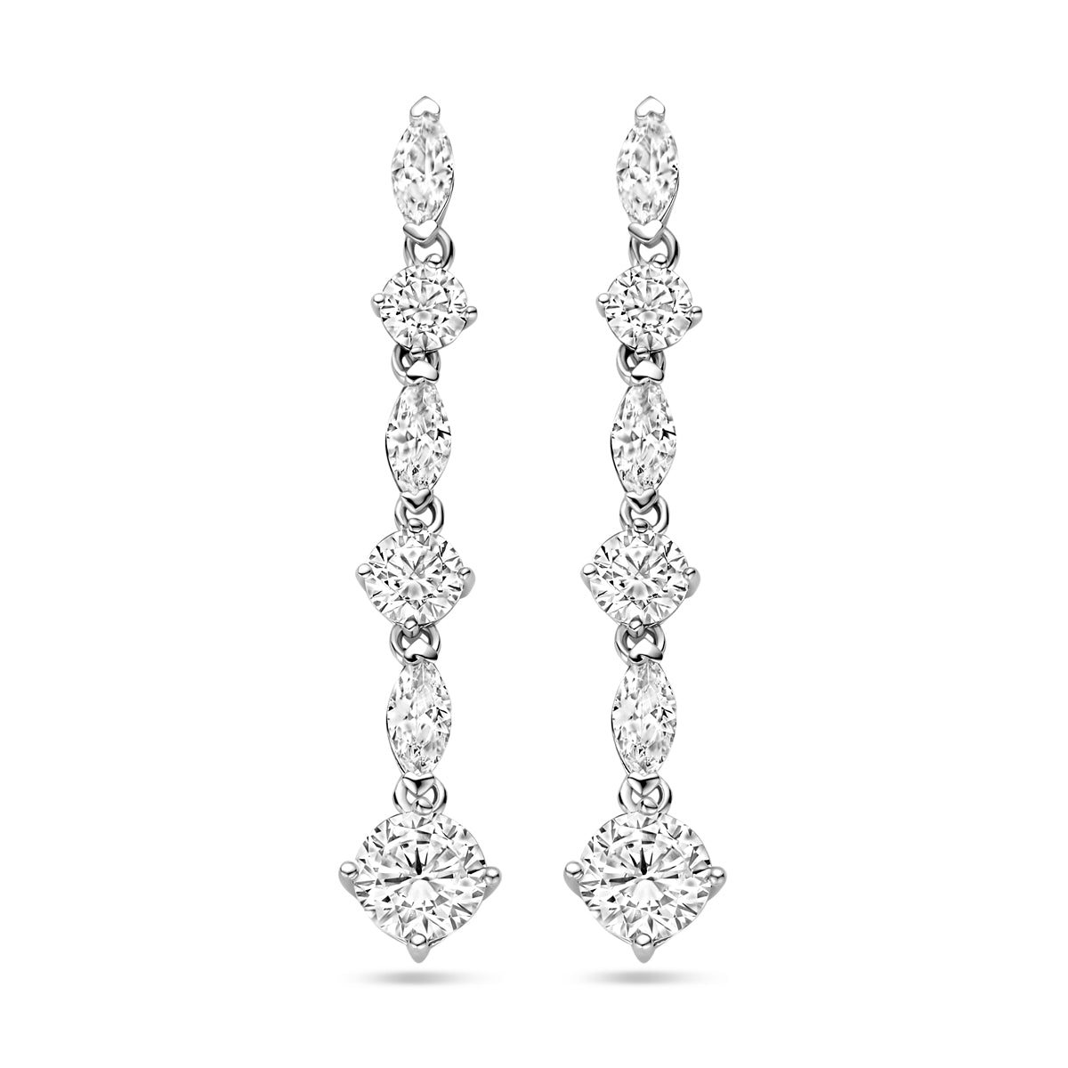 Oorhangers zirkonia zilver gerhodineerd