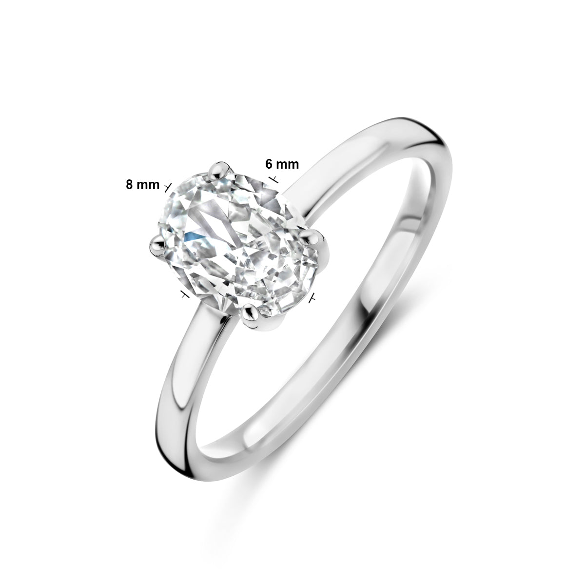 Ring zirkonia zilver gerhodineerd