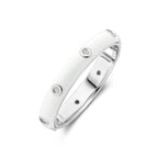 Ring wit emaille en zirkonia zilver gerhodineerd