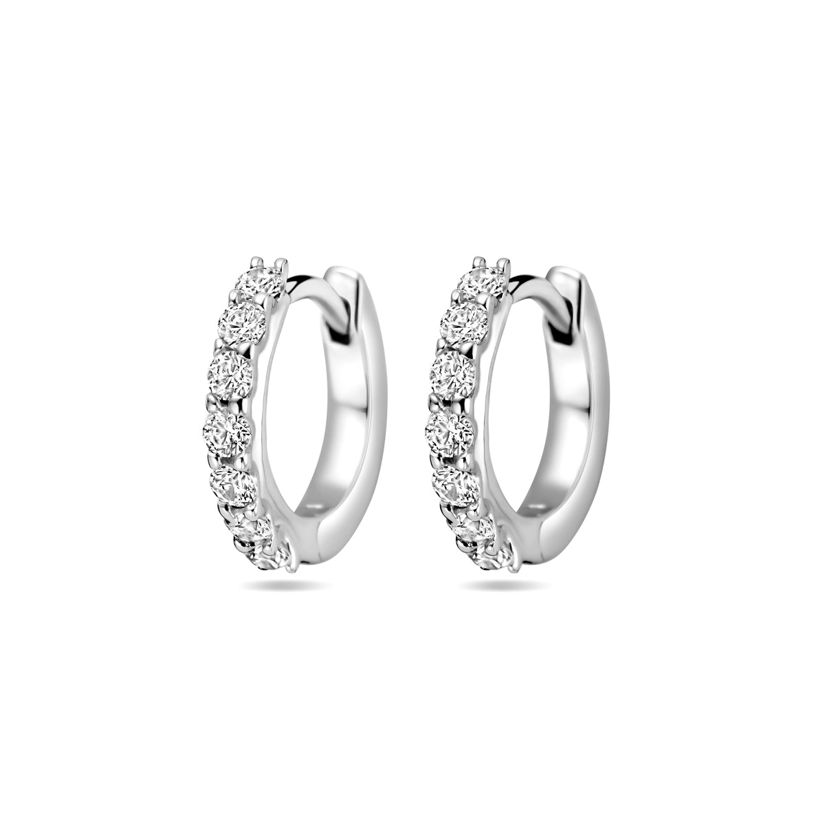 Klapoorringen zirkonia zilver gerhodineerd