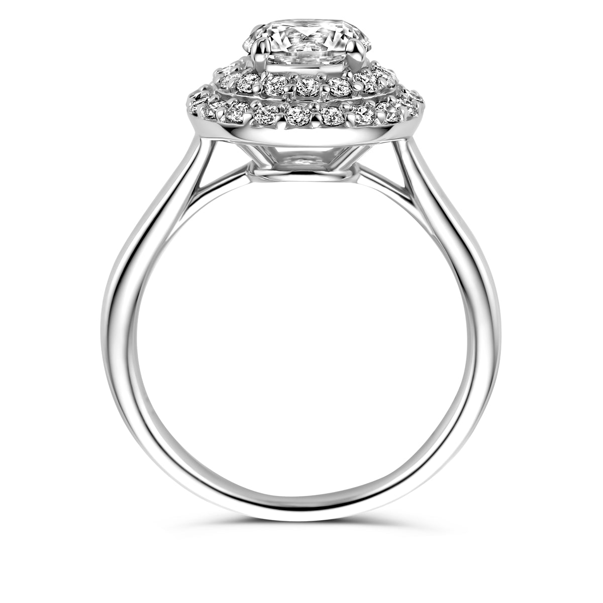 Ring zirkonia halo zilver gerhodineerd