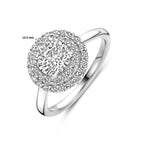 Ring zirkonia halo zilver gerhodineerd
