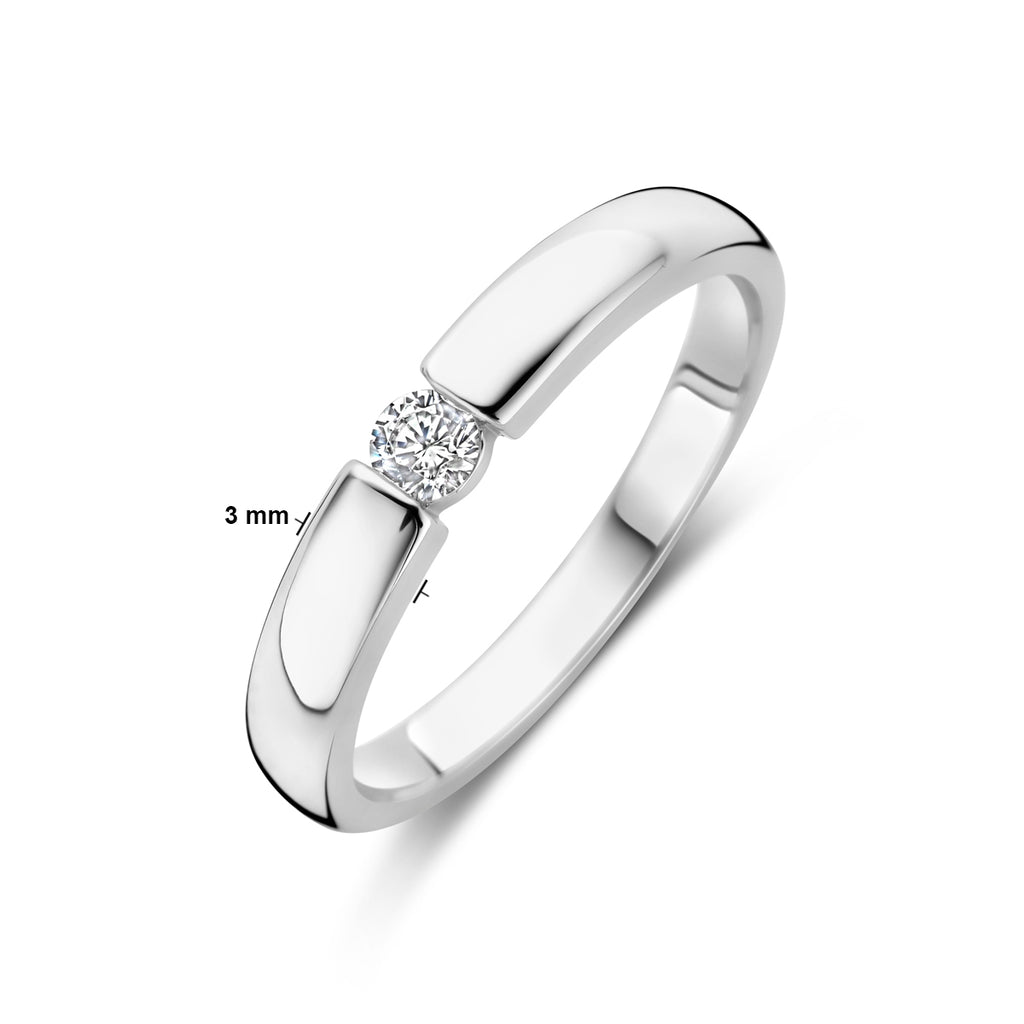 Ring zirkonia zilver gerhodineerd