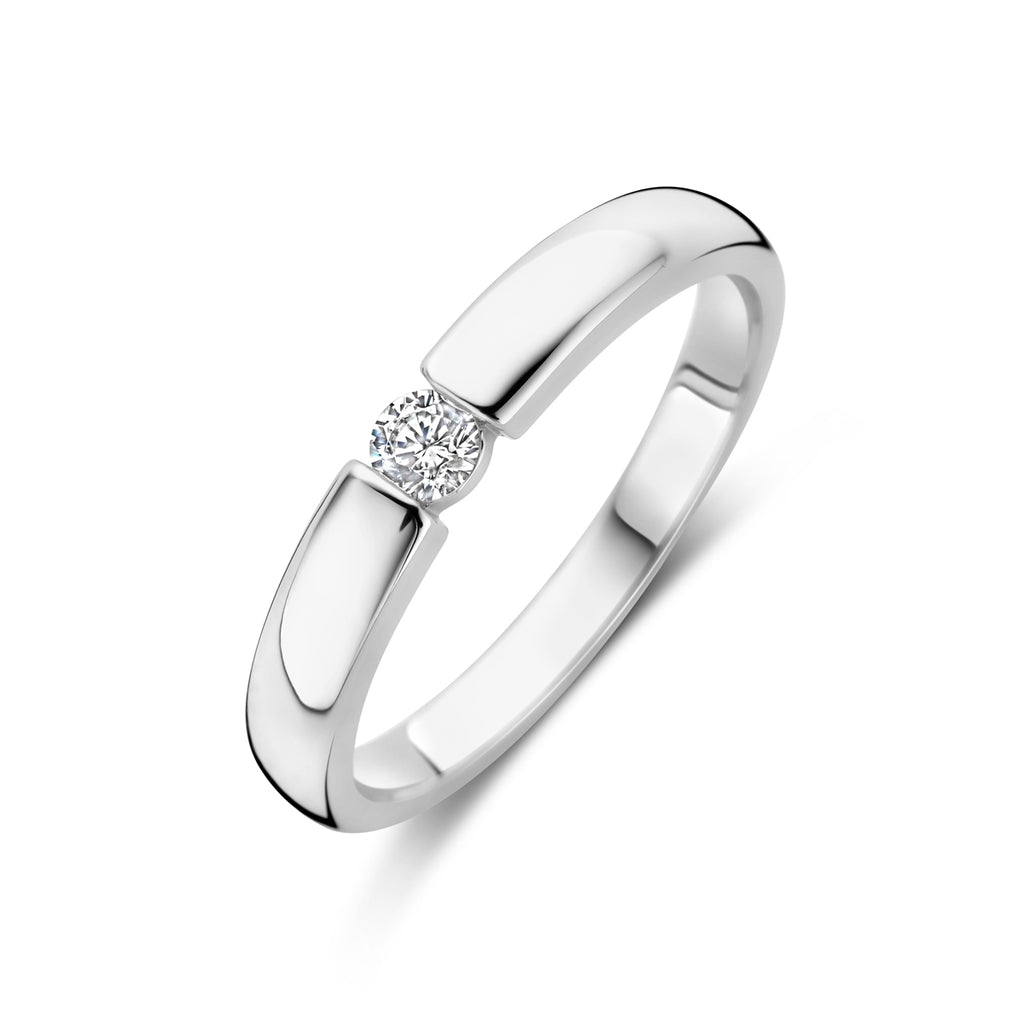 Ring zirkonia zilver gerhodineerd