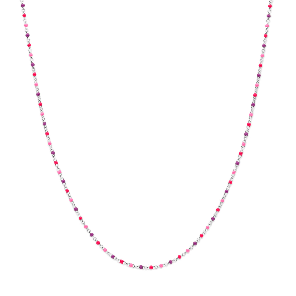 Collier bolletjes gekleurd emaille 36 + 4 cm zilver gerhodineerd