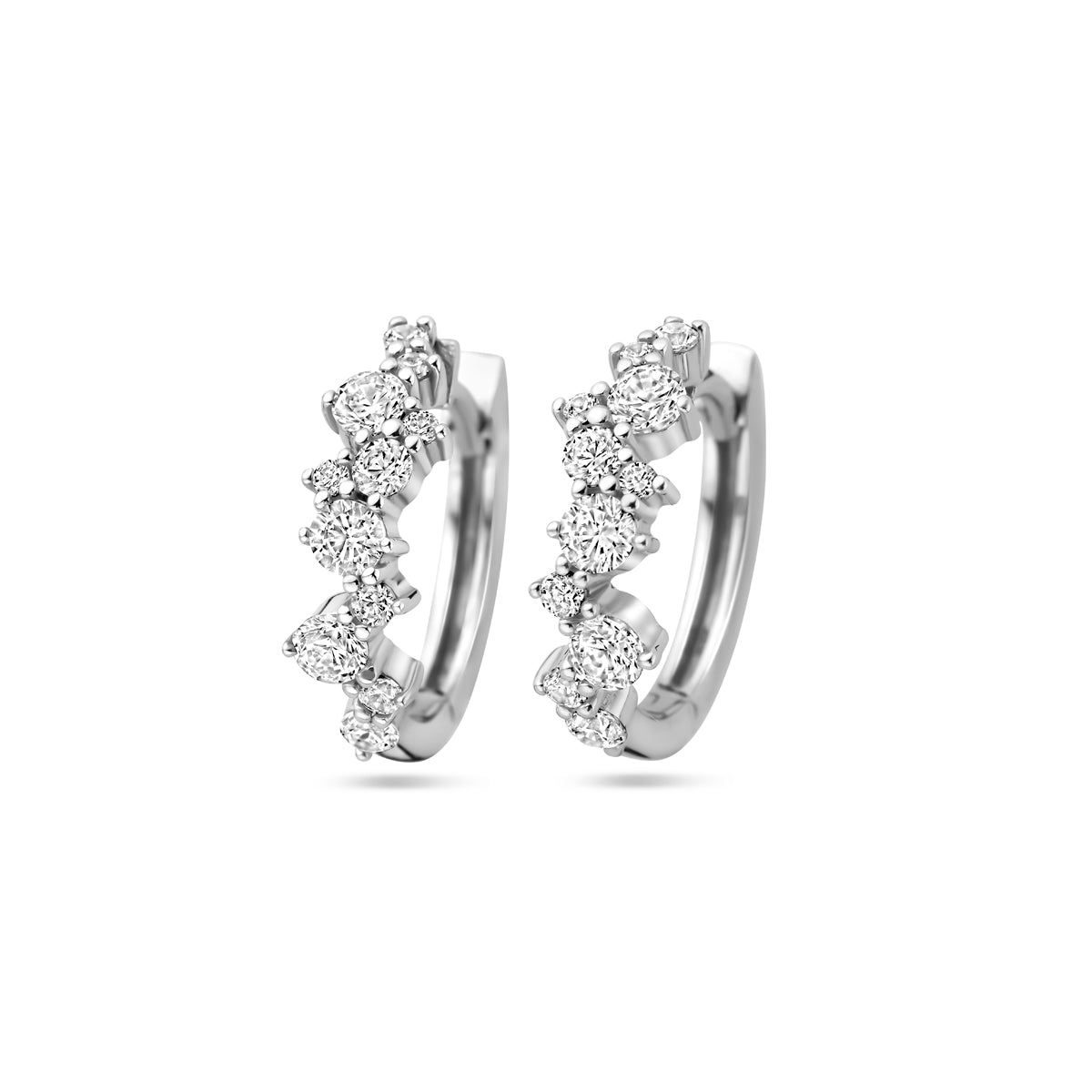 Klapoorringen zirkonia zilver gerhodineerd