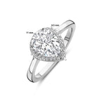 Ring wit zirkonia halo zilver gerhodineerd