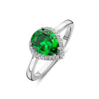 Ring wit en groen zirkonia halo zilver gerhodineerd