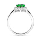 Ring wit en groen zirkonia halo zilver gerhodineerd