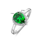 Ring wit en groen zirkonia halo zilver gerhodineerd
