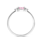 Ring wit en roze zirkonia zilver gerhodineerd