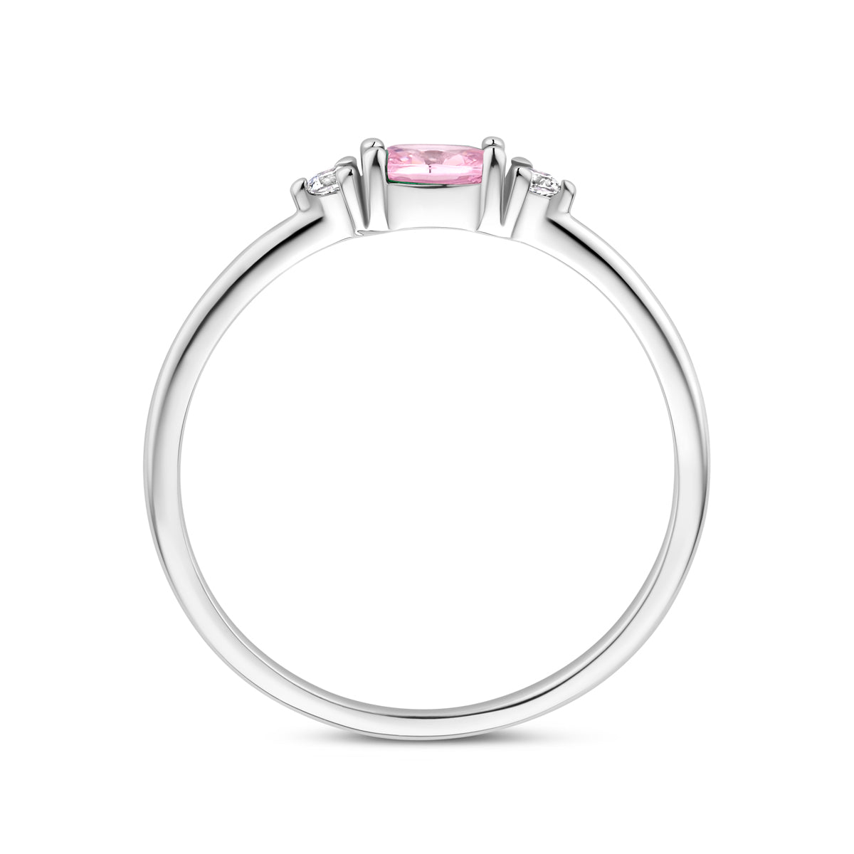 Ring wit en roze zirkonia zilver gerhodineerd
