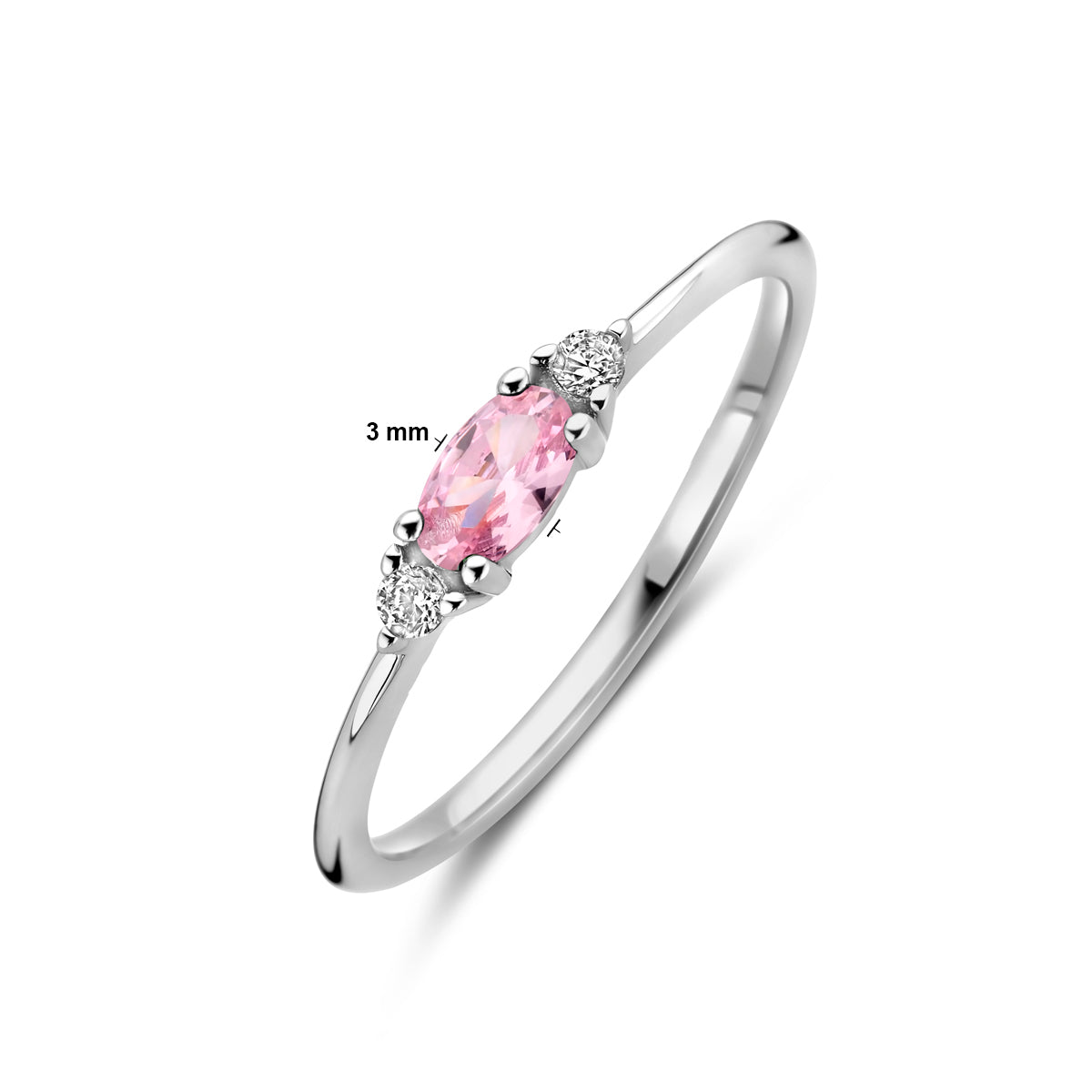 Ring wit en roze zirkonia zilver gerhodineerd