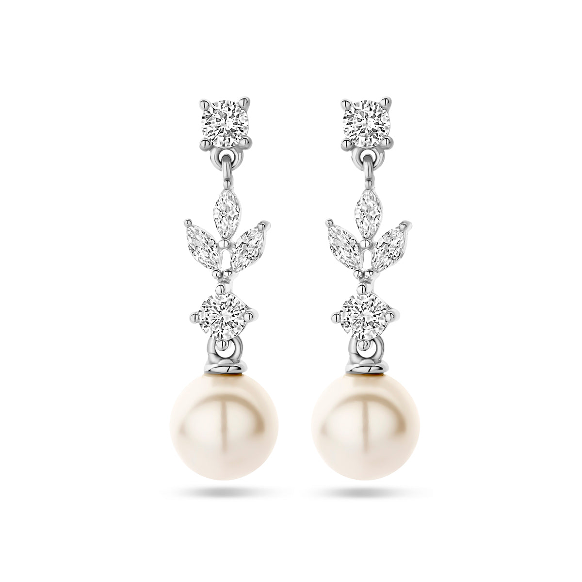 Oorhangers barok parel en zirkonia zilver gerhodineerd