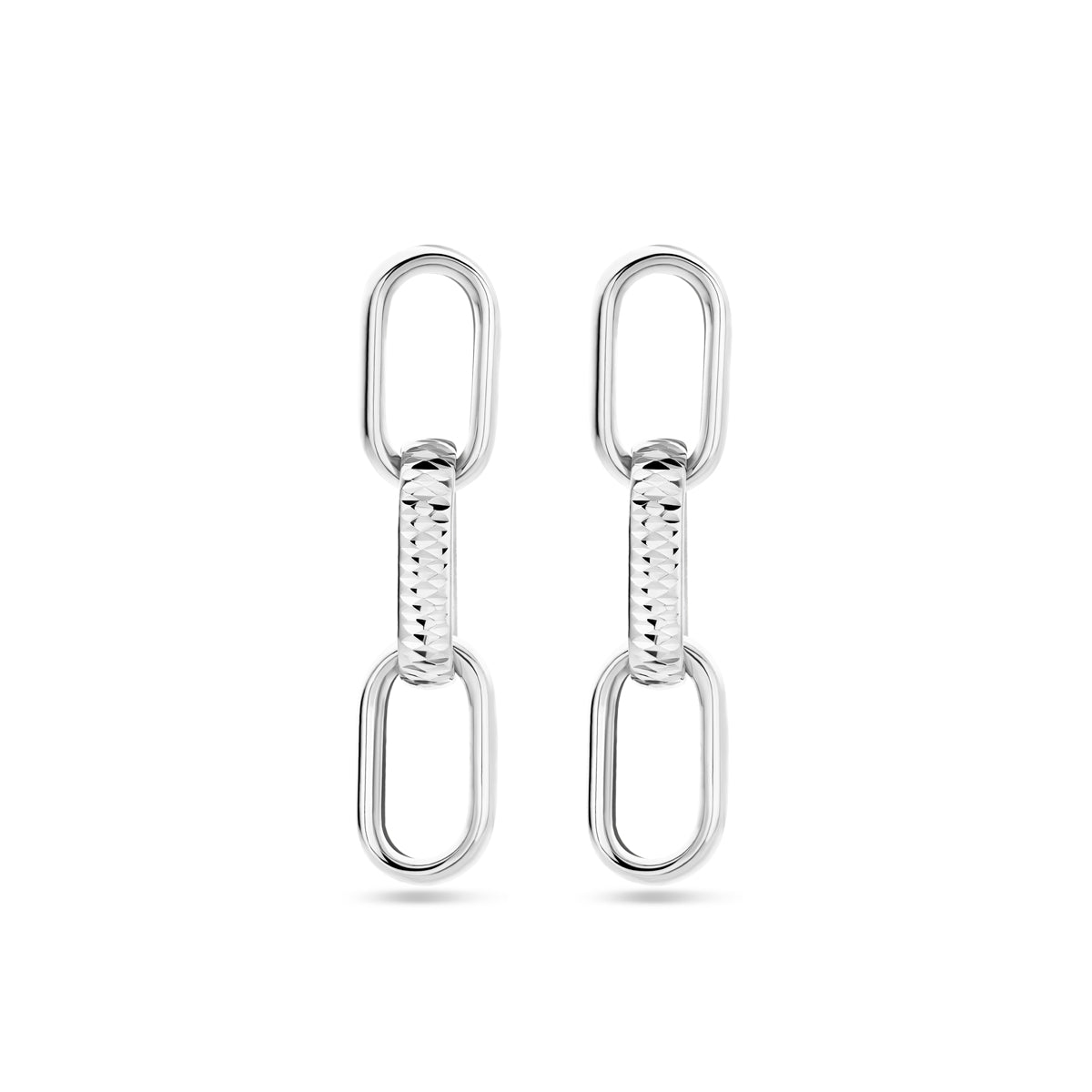 Oorhangers schakel gediamanteerd 45 mm zilver gerhodineerd