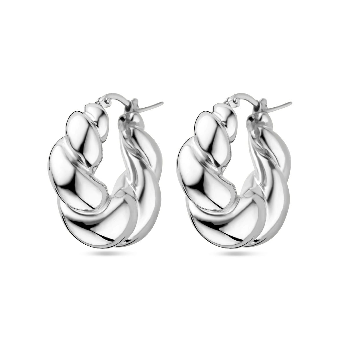 Oorringen gedraaid zilver gerhodineerd