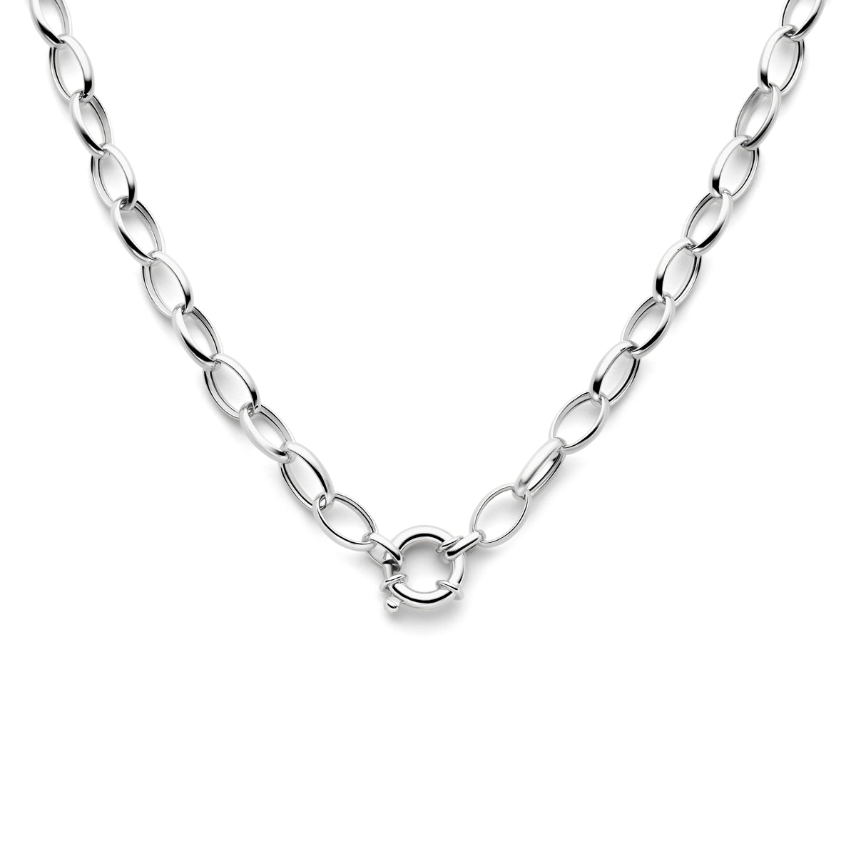 Collier 8,3 mm 45 cm met groot springslot zilver gerhodineerd