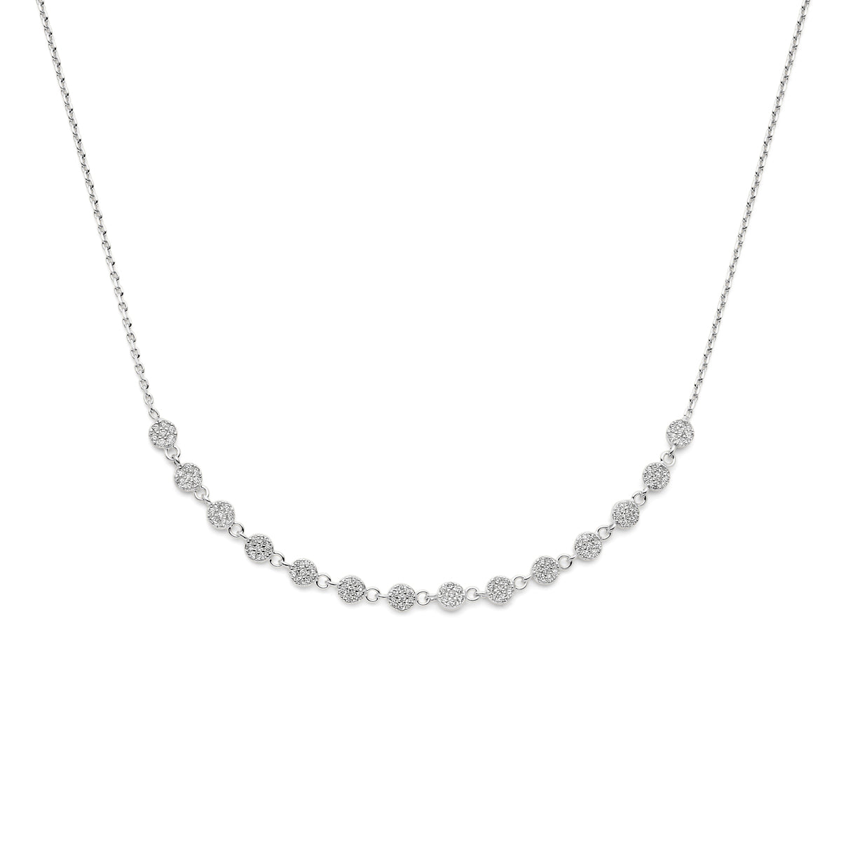 Collier zirkonia 1,3 mm 40 + 5 cm zilver gerhodineerd