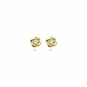 Ohrstecker Zirkonia 6,5 mm 14K Gelbgold