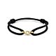 Armband Satin Schwarz 13 - 26 cm 14K Gold mit Gummi/Nylon/Leder