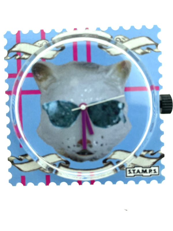 STAMPS-klokje kat met zonnebril