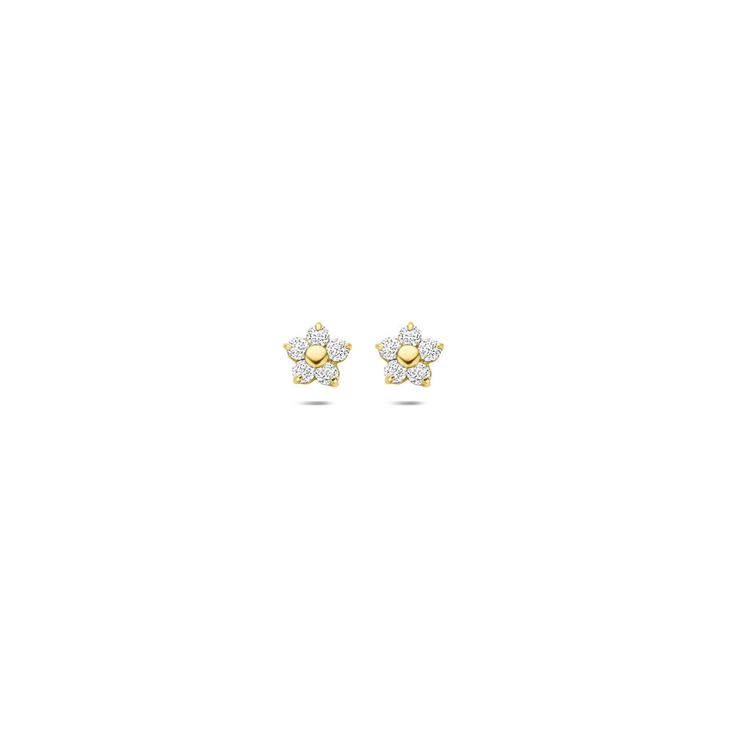 Ohrstecker Blume Zirkonia 4,5 mm 14K Gelbgold