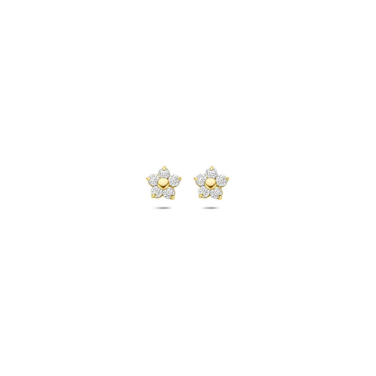 Ohrstecker Blume Zirkonia 4,5 mm 14K Gelbgold