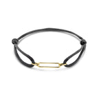 Armband Satin Schwarz 13 - 26 cm 14K Gold mit Gummi/Nylon/Leder