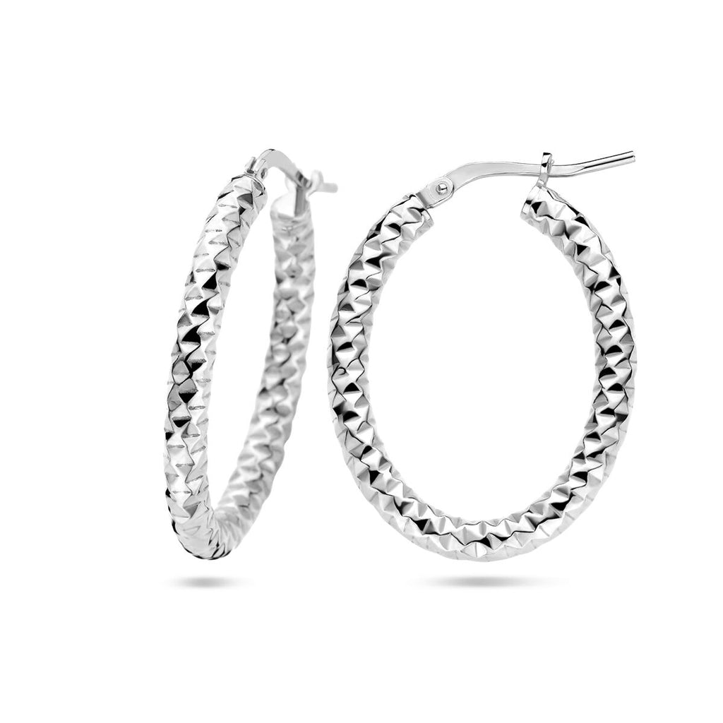 Ohrringe 3,0 mm Rundrohr diamantiert Silber rhodiniert