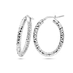 Ohrringe 3,0 mm Rundrohr diamantiert Silber rhodiniert