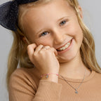 Kinderarmband klaver zilver gerhodineerd met rubber/nylon/leer