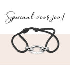 Armband satijn zilver gerhodineerd met rubber/nylon/leer