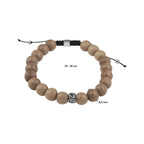 Kralenarmband lichtbruin hout 8,0 mm 19 - 26 cm zilver gerhodineerd met rubber/nylon/leer
