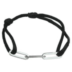 Armband satijn zilver gerhodineerd met rubber/nylon/leer