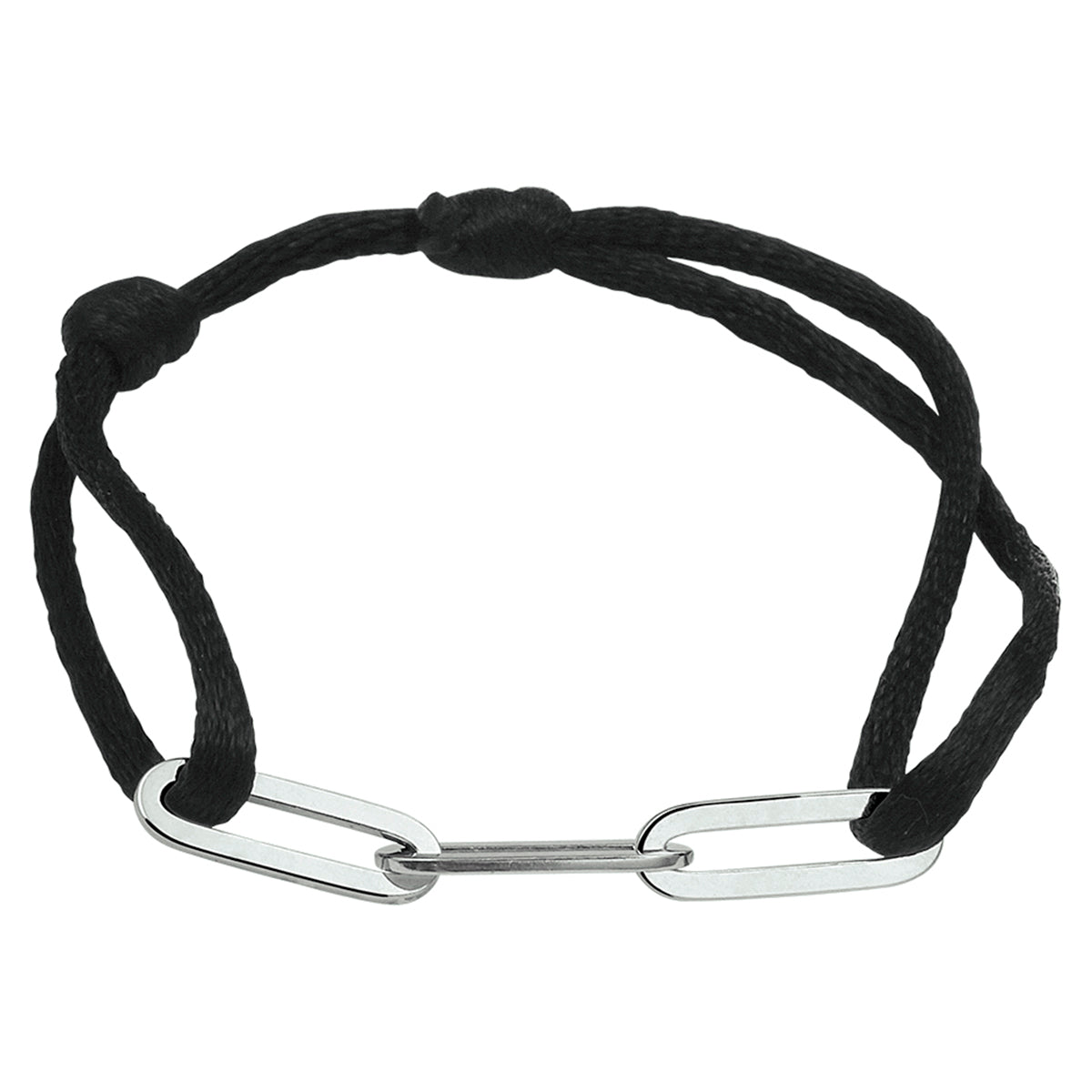 Armband satijn zilver gerhodineerd met rubber/nylon/leer