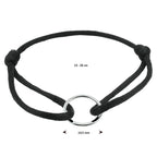Armband satijn rondje zilver gerhodineerd met rubber/nylon/leer